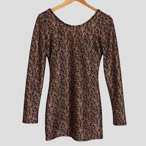 Haute Monde Mini Dress Rose Gold Black Stretch‎ Clubbing Party Scoop Neck Large